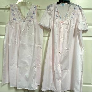 Lorraine 2 pc Nightgown & Robe Pink Size M Cotton